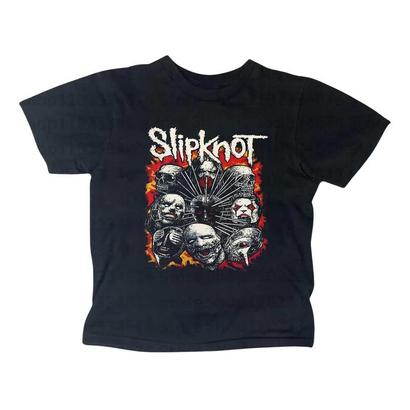 Metal Gothic Rock Band Baby Tee, Slipknot Skull Baby Tee, Y2k Top Women Streetwear, Gothic Emo Girl Top, Scene Clothing...