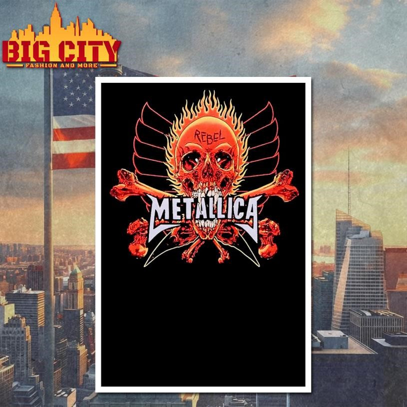 Metallica Flaming Rebel Skull Shirt