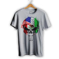 Mexican American Flag Skull El Castigador Short Sleeve T-Shirt Casual Crewneck Hoodie, Sweatshirt | RetroVerseTees.com