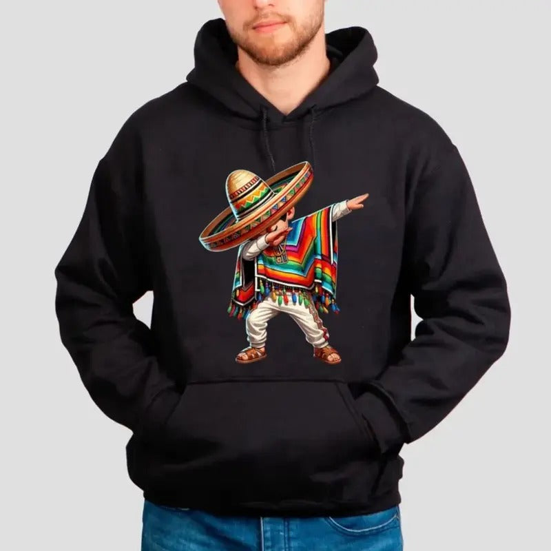 Mexican Boy Dabbing Poncho Cinco De Mayo T Shirt, Sweatshirt, Hoodie, Unisex Sweater Pullover Tee | RetroVerseTees.com