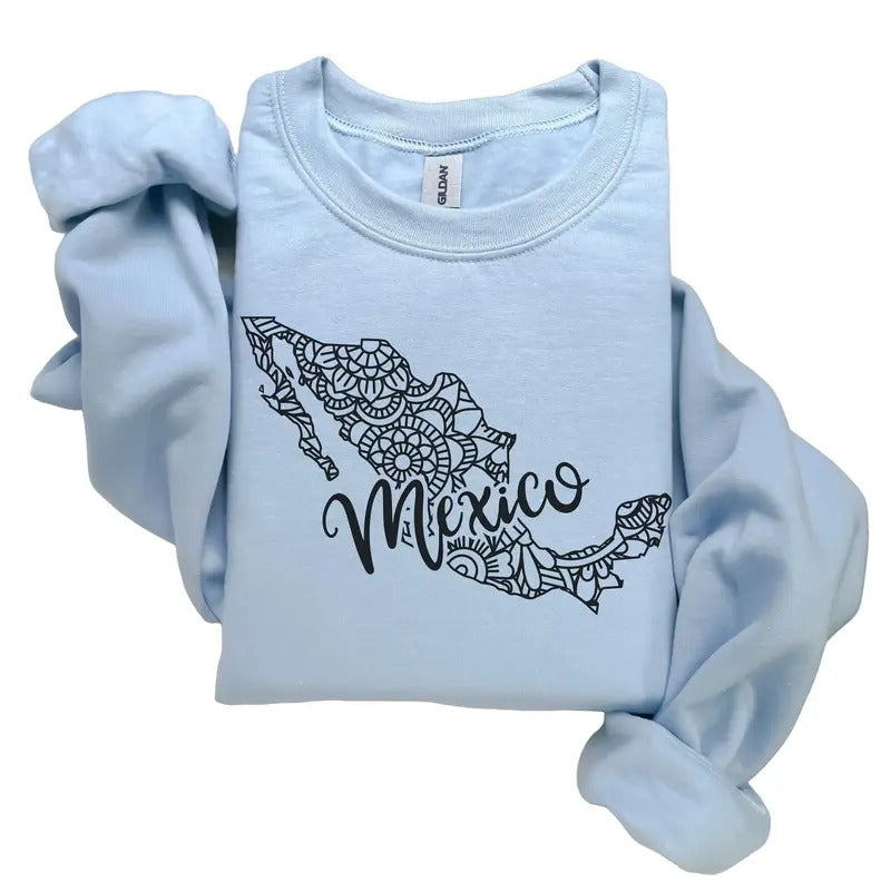 Mexico Floral Sweatshirt, Mexican States Sweater, Cute Latina Pride Sweater, Mexico Vacation Shirt, Spanish Latino Print...