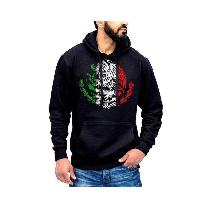 Mexico Mexican Eagle Hoodie- Sueter Con Capucha Con El Aguila De Mexico Cotton Fabric T-Shirts, Sweatshirt
