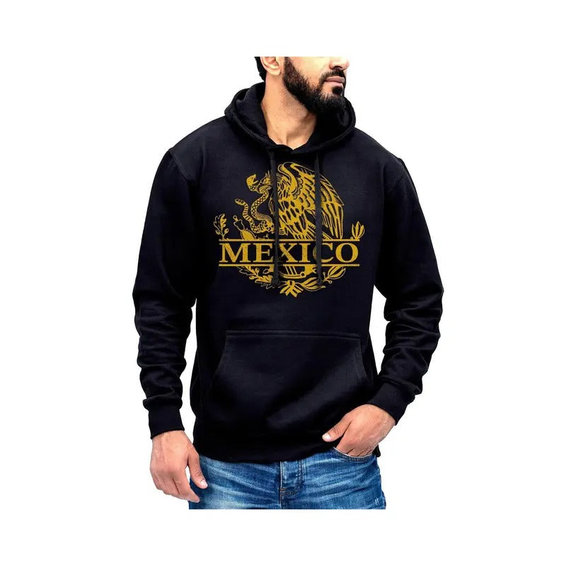 Mexico Mexico Eagle Emblem Hoodie Sweatshirt Cotton Fabric T-Shirts | RetroVerseTees.com