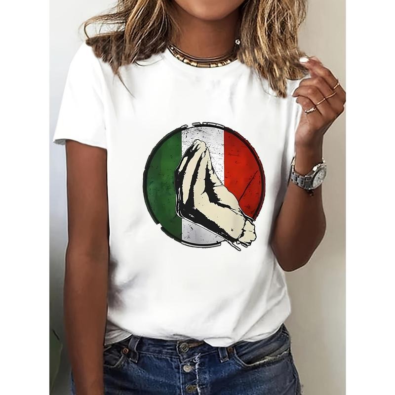 Mexico Spiky hair fighters Print Crew Neck T-Shirt, Polyester & Spandex Blend, Medium Stretch Knit Fabric, Casual Sports...