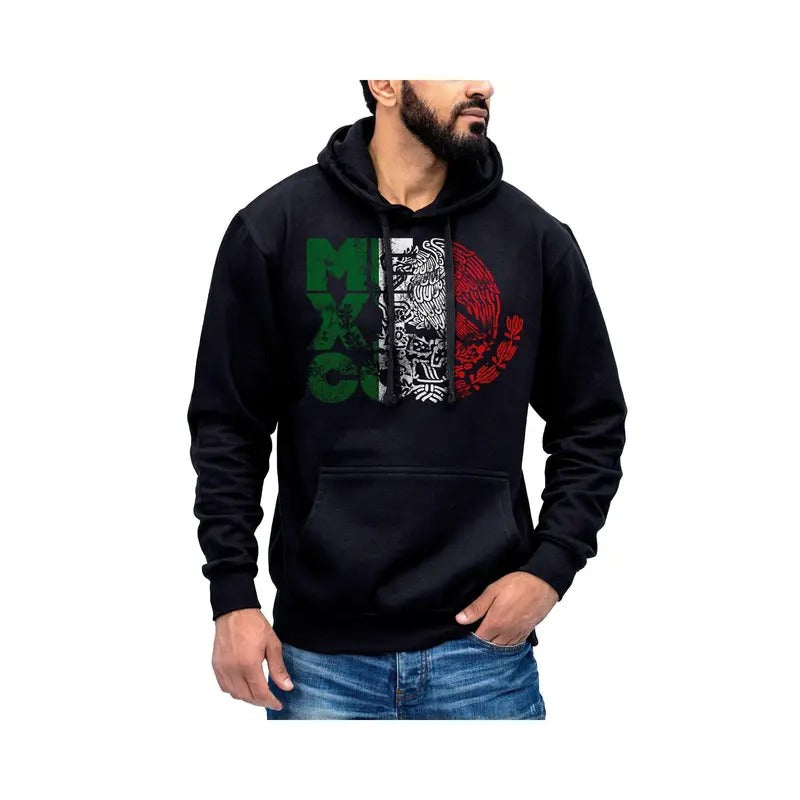 Mexico Tricolor Graphic Hoodie - Sueter Con Capucha y Grafica Tricolor De Mexico Cotton Fabric T-Shirts, Sweatshirt