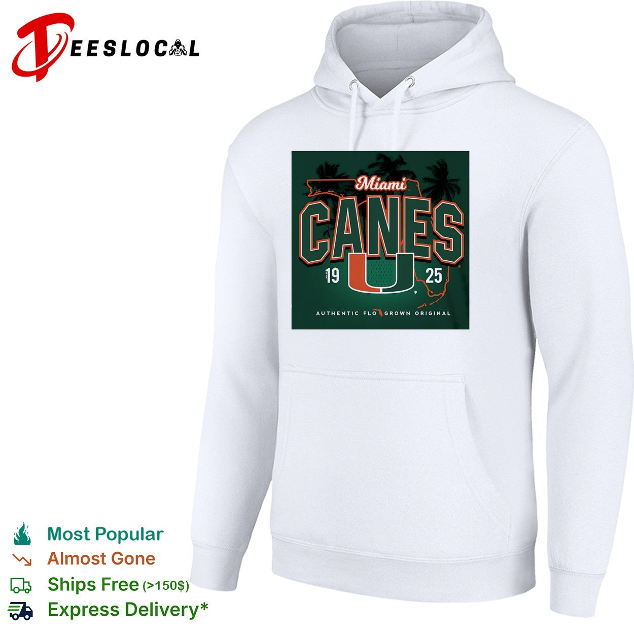 Miami Canes U logo palm trees shirt