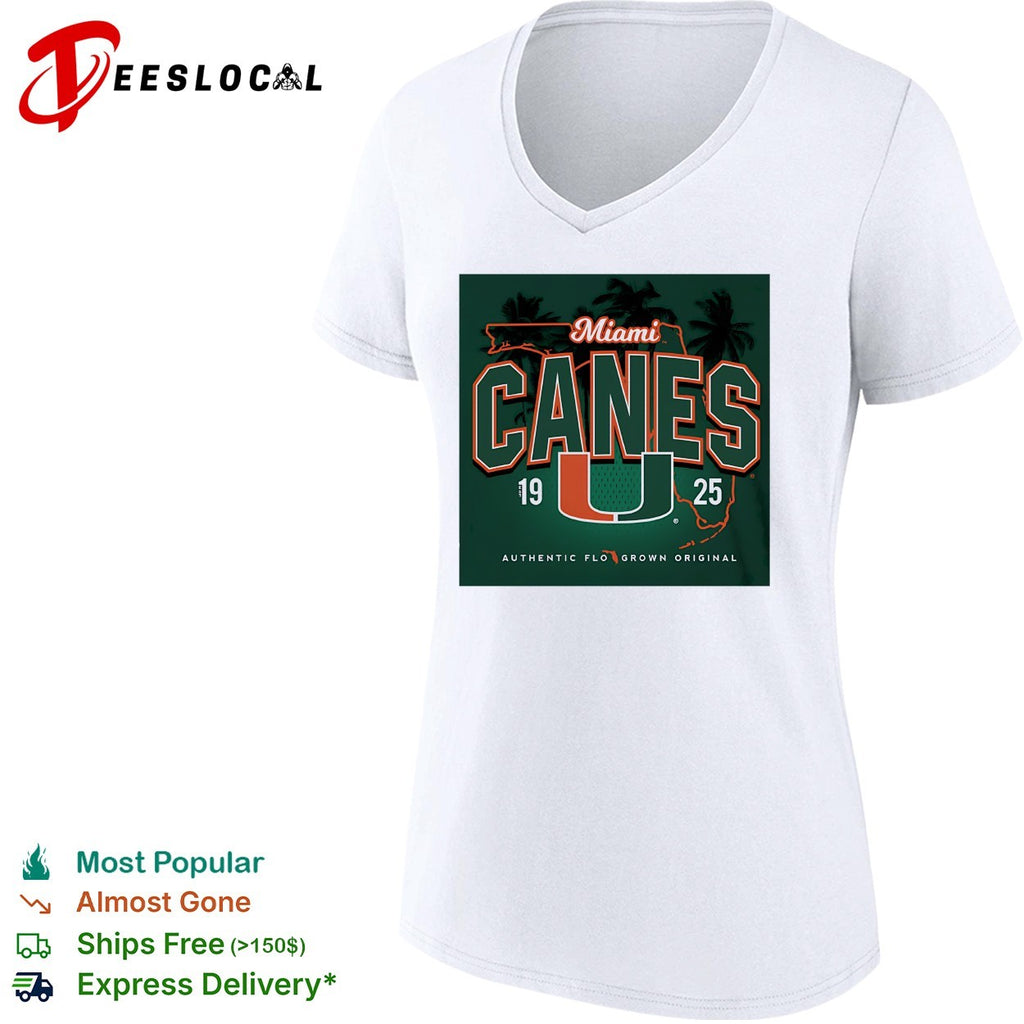 Miami Canes U logo palm trees shirt