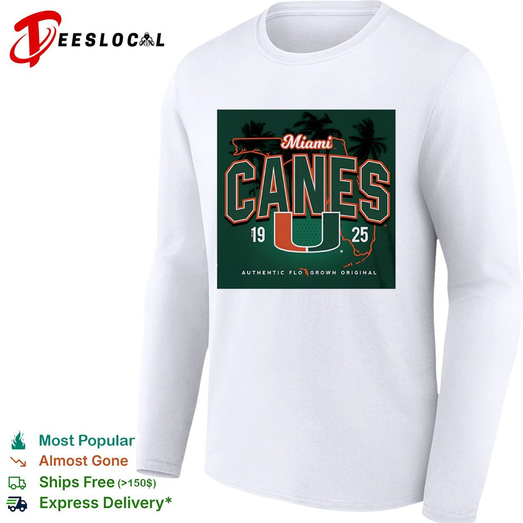 Miami Canes U logo palm trees shirt
