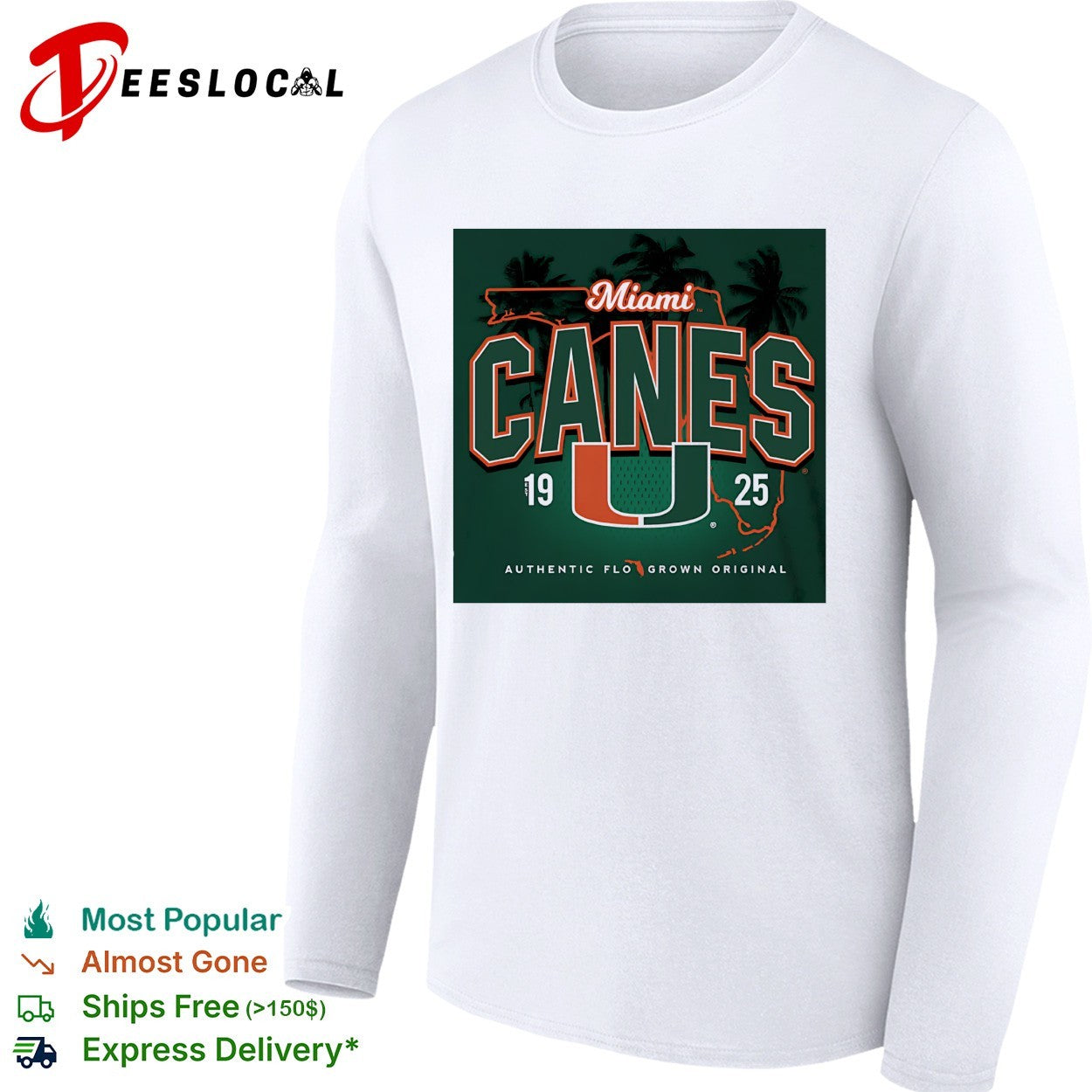 Miami Canes U logo palm trees shirt