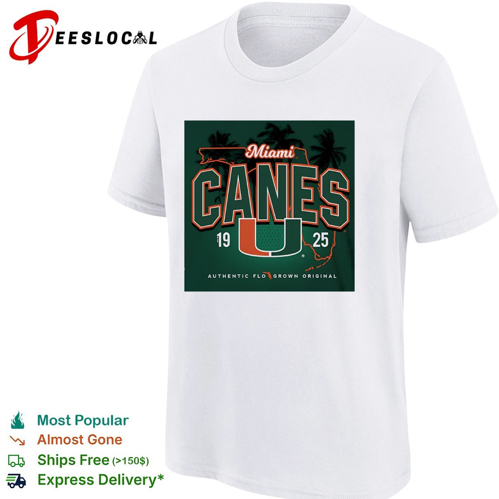 Miami Canes U logo palm trees shirt