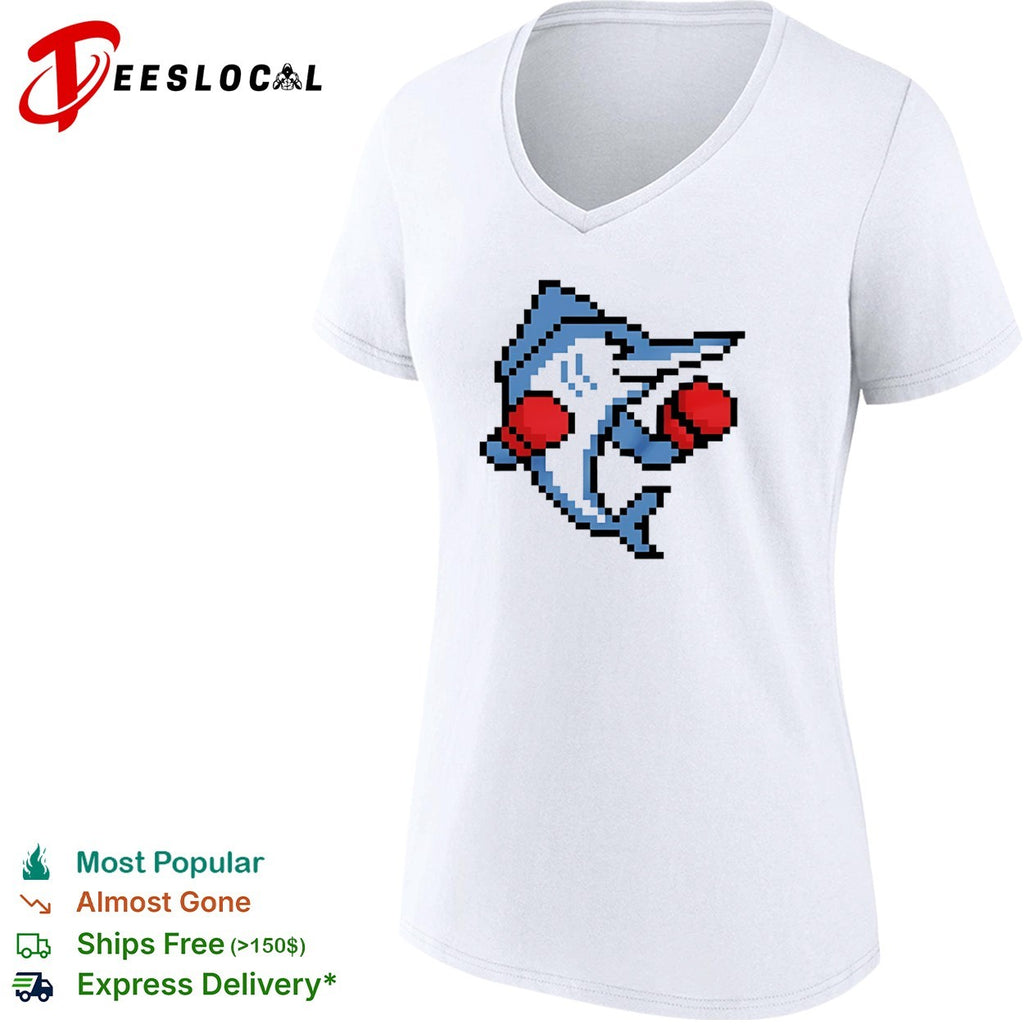 Miami Marlins 8 Bit Pixel Art Boxing Fish Retro shirt
