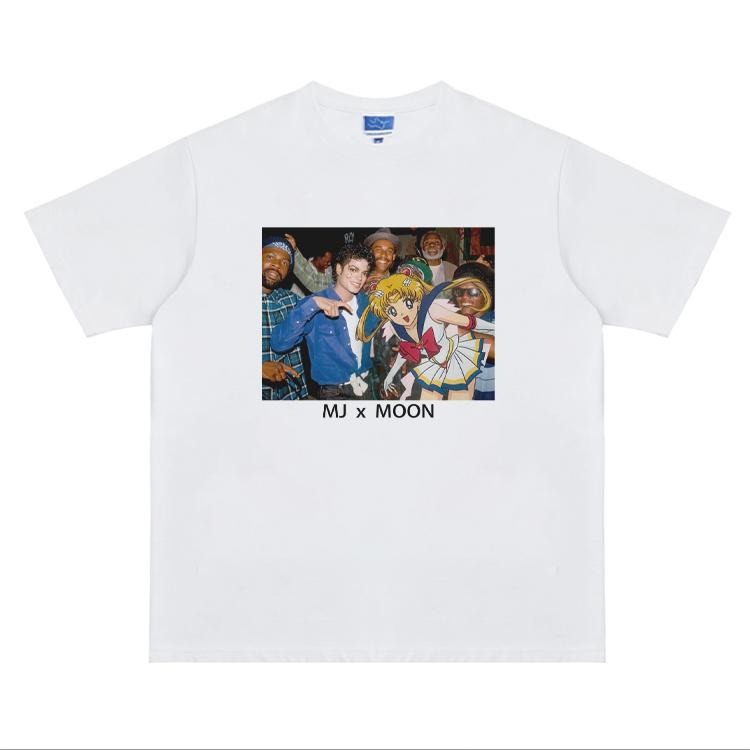 Michael Jackson x Sailor Moon "Crossover" Heavyweight Vintage Tee 100% Cotton OVERSIZED Anime T-shirt Menswear Top Crew...