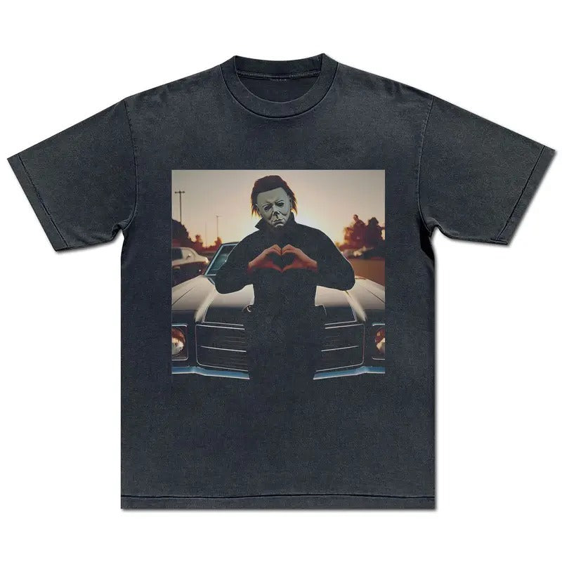 Michael Myers Heart Hands Shirt Halloween Scary Movie T-Shirt Slasher Movie Birthday Gift 70s 80s Vintage Horror Tee...