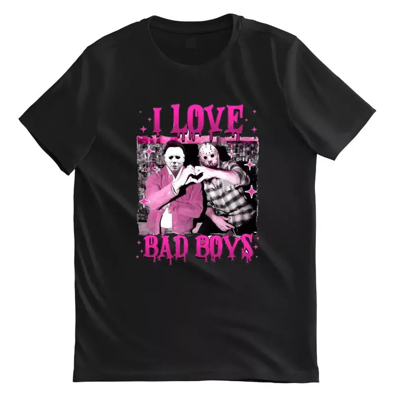 Michael Myers Jason Voorhees Heart Hand Shirt, I Love Bad Boys T-shirt Hoodie, Sweatshirt | RetroVerseTees.com