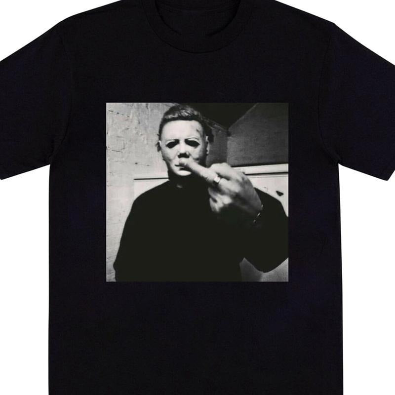 Michael Myers T-Shirt | Halloween Middle Finger Tee | Goth Punk   Top | Gothic Metal Shirt | Unisex   | Monster Hoodie,...
