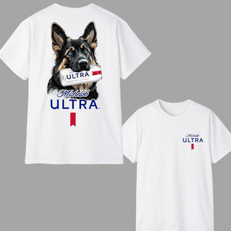 Michellob Ultra And German Shepherd Dogs Shirt, Cool Dog with Michellob Ultra T-shirt, Perfect Beer And Dog For Women,...