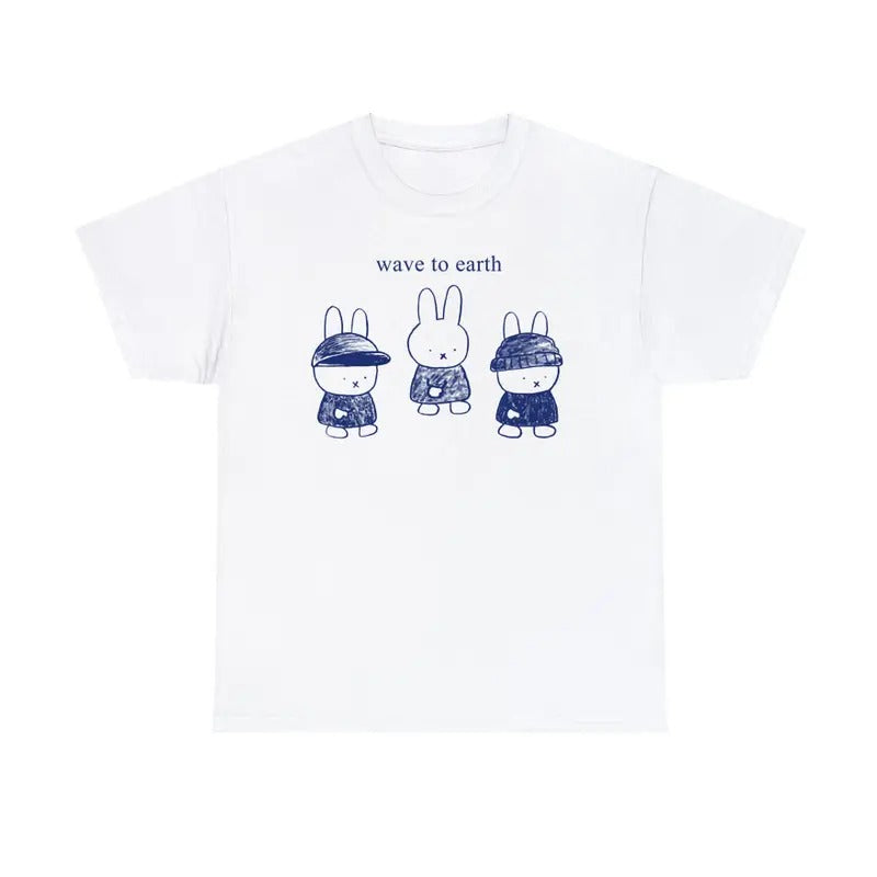 Miffy Wave To Earth Crossover Inspired Shirt Music Fan Cartoon Bunny Unisex Graphic Tee Hoodie, Sweatshirt