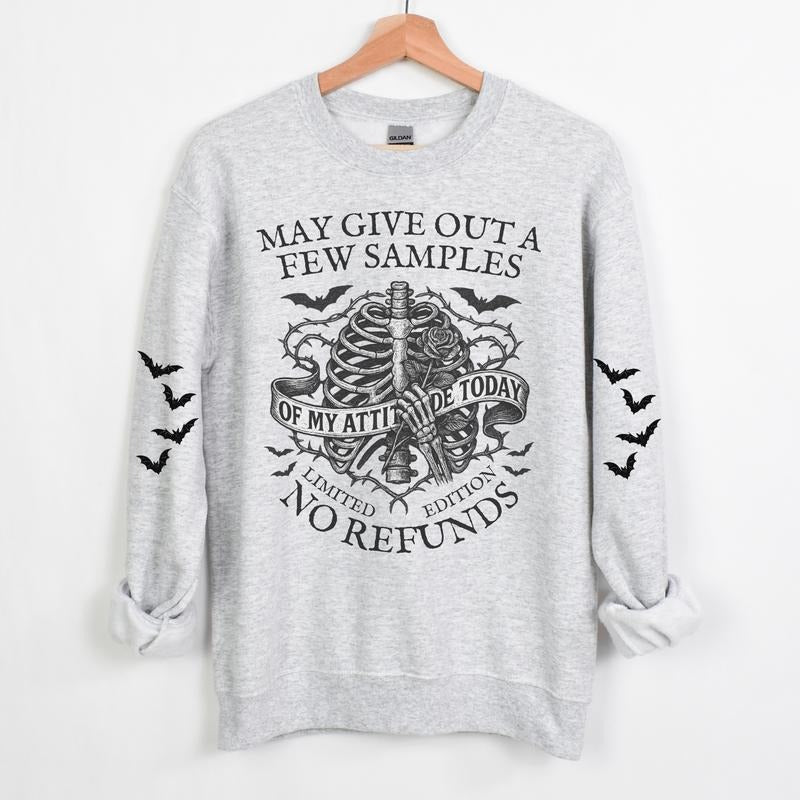Might Give Our a Few Samples Skull Long Sleeve Crewneck Sweatshirt Alternative Emo Grunge Pullover Casual Women's Long...