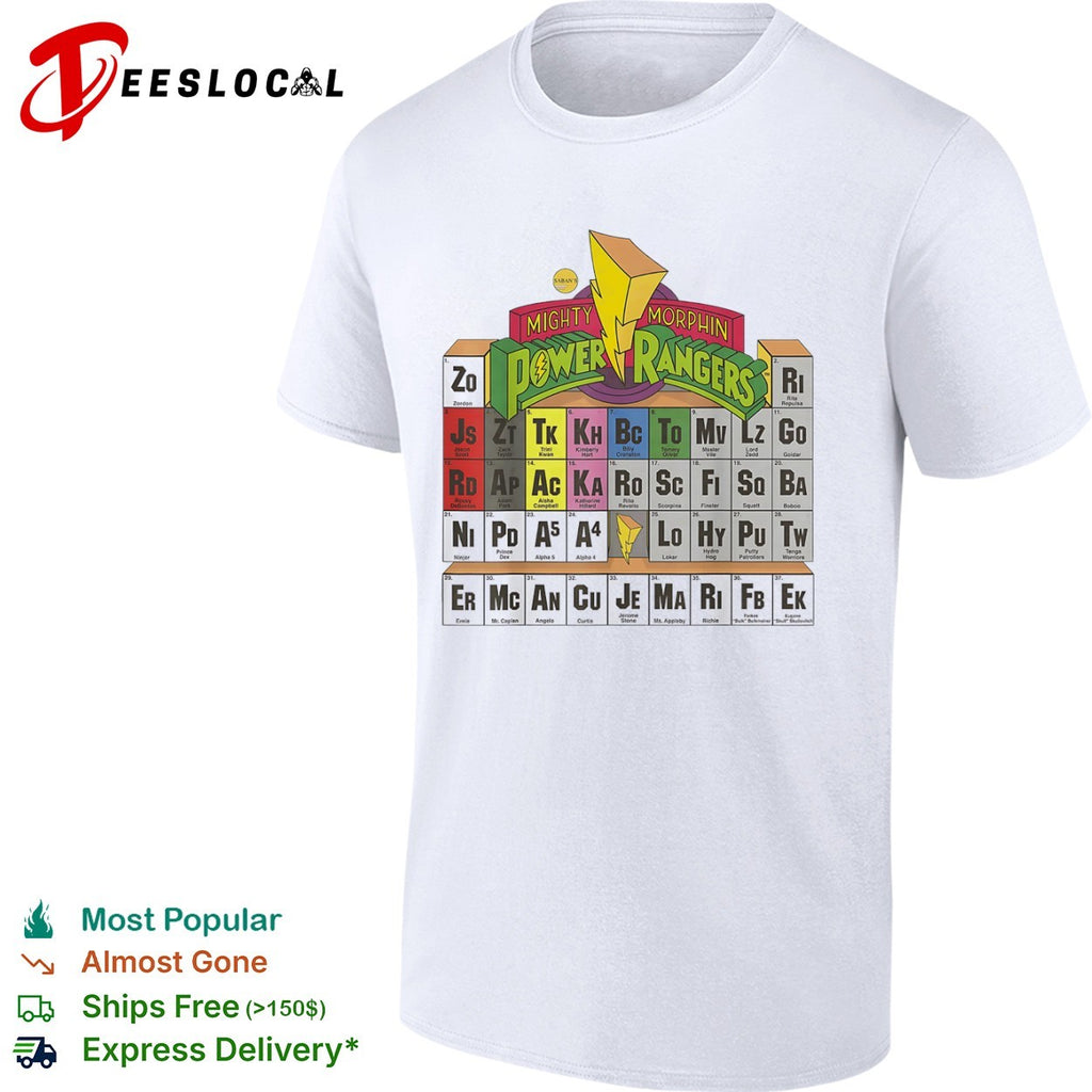 Mighty Morphin Power Rangers Periodic Table of Characters shirt