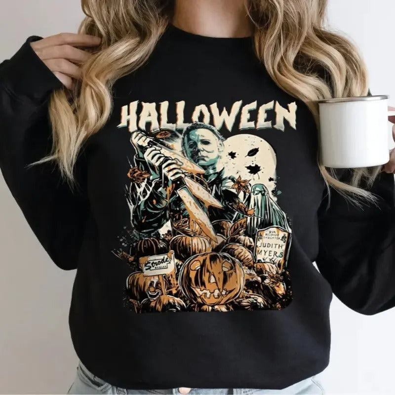 Miichael Halloween Sweatshirt, Unisex Halloween Film Sweatshirt, Classic Horror Movie Shirt, Friday The 13th Camp Crystal...