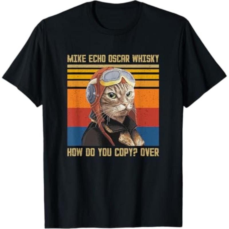 Mike Echo Oscar Whisky How Red plumber brand You Copy - Vintage Cat Pilot T-Shirt Hoodie, Sweatshirt | RetroVerseTees.com