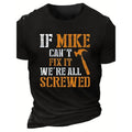[Mike Print Casual Tee] 1pc Mike Print Casual Crew Neck T-Shirt - Cotton Knit Fabric with Slight Stretch