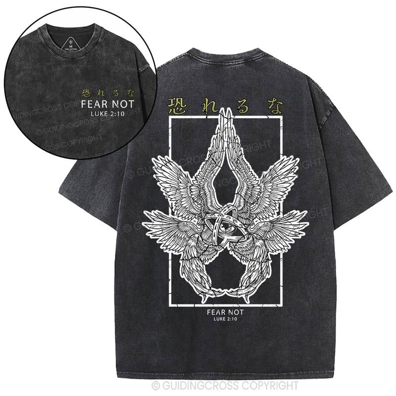 [ Mineral Wash ] Fear Not Christian Washed TShirt Jesus Graphic Washed Style Shirt Hoodie, Sweatshirt | RetroVerseTees.com