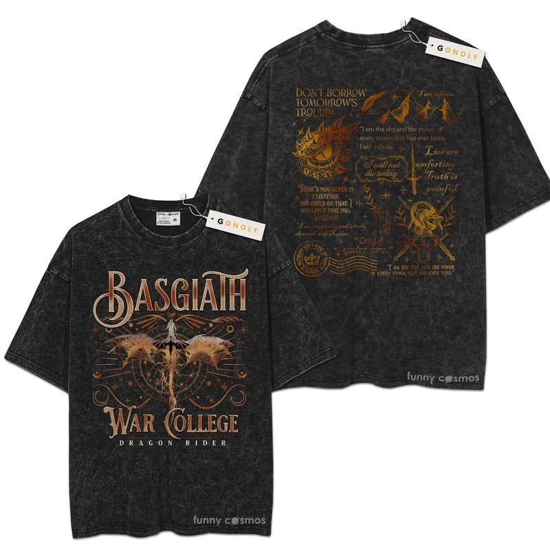 [ Mineral Wash ] Fourth Wing Basgiath War College Book, Bookish Graphic Washed Style Shirt Hoodie, Sweatshirt