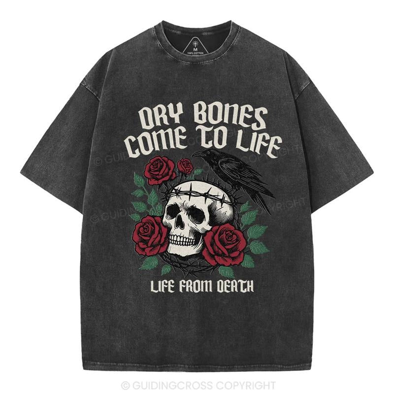 [Mineral Wash Shirt] Dry Bones Come To Life Christian Washed Shirt Jesus Graphic Style Shirt Crewneck Casual Hoodie,...