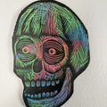 Mini Skull ( 6" x 8") Woodcut Printed on Painted and Shaped Wooden Panels 6" x8" Decor Wall T-Shirts, Hoodie, Sweatshirt