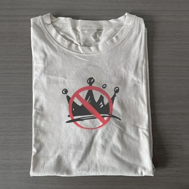 Minimalist No Kings Graphic Tee, Anti-Authority Streetwear Shirt, Rebellion Statement Design, Unisex Menswear Womenswear...
