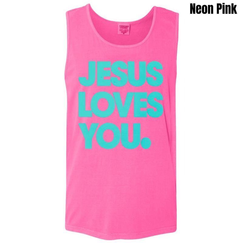 Mint Jesus Loves You PUFF Comfort Colors Tank Top T-Shirts, Hoodie, Sweatshirt | RetroVerseTees.com
