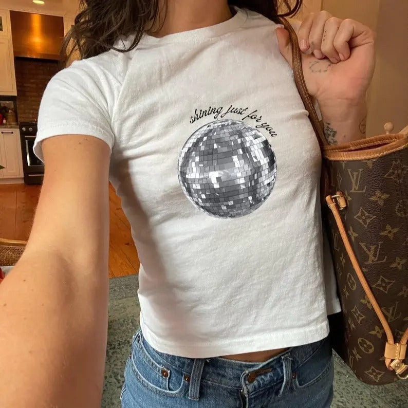 Mirrorball Tshirt, Coquette Tee, Retro Aesthetic Disco Shirt, Gift For Her, Gift For Women, Disco Vintage Shirt Hoodie,...