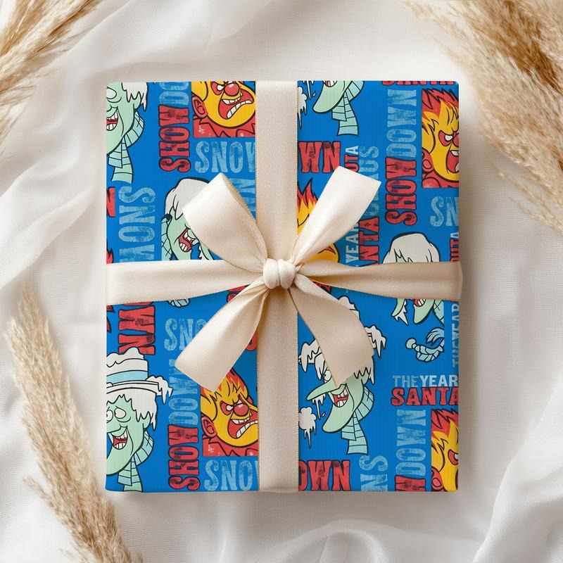 Miser Brothers Wrapping Paper Sheets, The Year Without a Santa Claus wrapping paper, Christmas Movie Fabric Gift Wrap,...