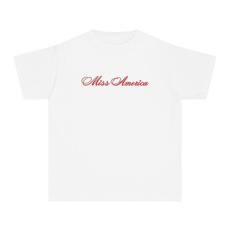 Miss America Baby Tee, Coquette Americana Top, Trendy Y2k Shirt, Cool Retro Graphic, 90s Fashion, Cute Babytee Y2K Cotton...