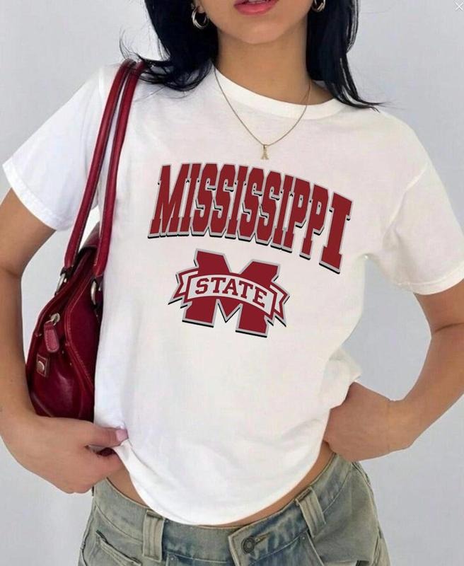 Mississippi St. Vintage Sport Teams NCAA Collection Unisex Crewneck Black Baby Tee, Graphic Team Collection Baby Tee,...