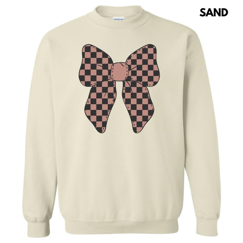 Mocha Checker Bow Sweatshirt 'NLB' T-Shirts, Hoodie | RetroVerseTees.com
