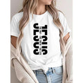 Modern Women'WB shield White Lightsaber brand - Shirt with Bold "JESUS - TNF WAY - TNF TRUTH