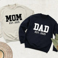 Mom Dad Est 2025 Sweatshirt, Pregnancy Announcement Sweatshirt, New Year Mama Dada Gift Long Sleeve Shirt, New Mommy...