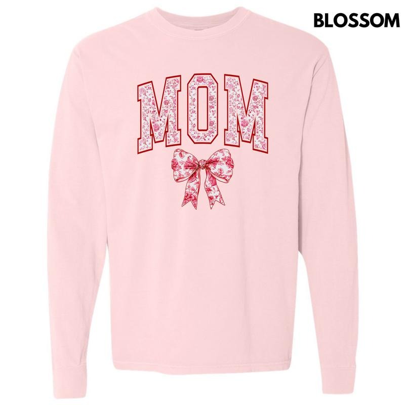 Mom Red Ginger Jar Florals Long Sleeve Comfort Colors T-Shirt 'NLB' Hoodie, Sweatshirt | RetroVerseTees.com