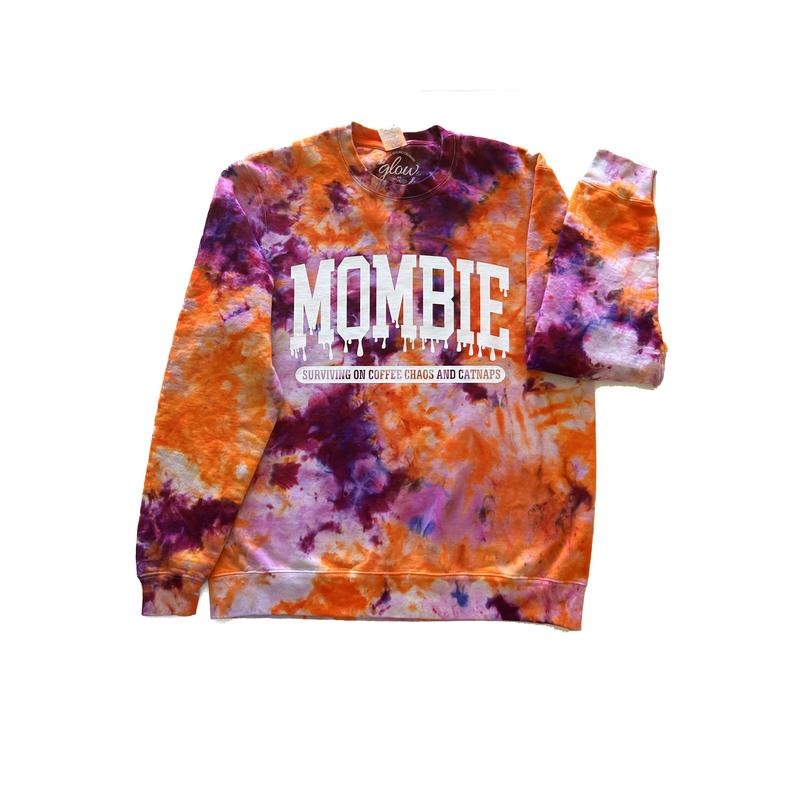 Mombie Orange And Purple Oversized Crewneck Sweatshirt  Pullover Long Sleeve Casual Tops Unisex Sizing 80% Cotton...