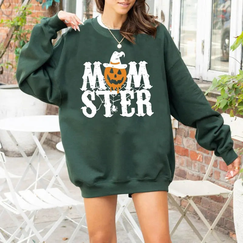 Momster Halloween Sweatshirt, Momster Shirt, Funny Pumpkin Halloween Shirt, Pumpkin Face Shirt, Spooky Season Shirt, Fall...