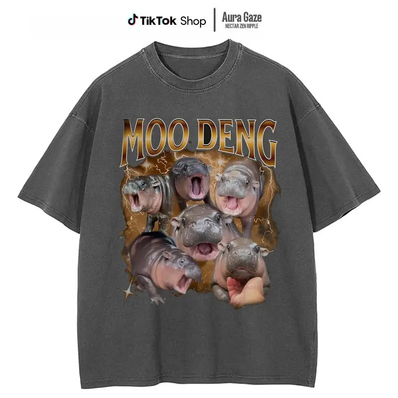 Moo Deng Bootleg Unisex Shirt For Men- For Women, Vintage 90s Hippo Graphic Tee, Cute Moo Deng Shirt, Funny Bootleg Tee,...