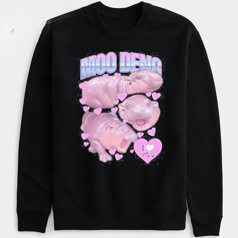 Moo Deng I Love You Sweatshirt, Moo Deng Sweatshirt, Gift For Fan, Gift For Her, Gift For Him T-Shirts, Hoodie