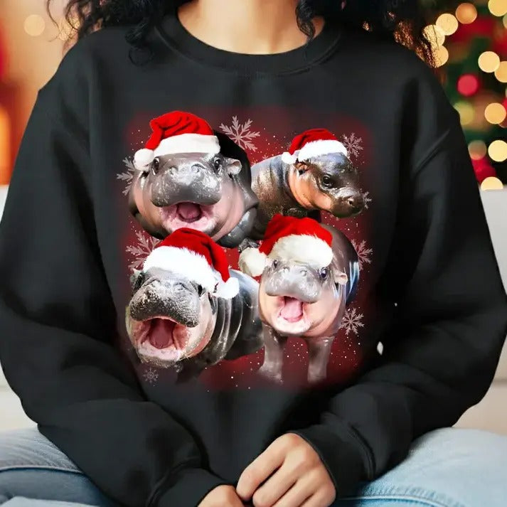 Moo Deng Moon Galaxy Shirt, Baby Pygmy Hippo Moo Deng Shirt, Moo Deng Christmas Shirt Hoodie, Sweatshirt | RetroVerseTees.com