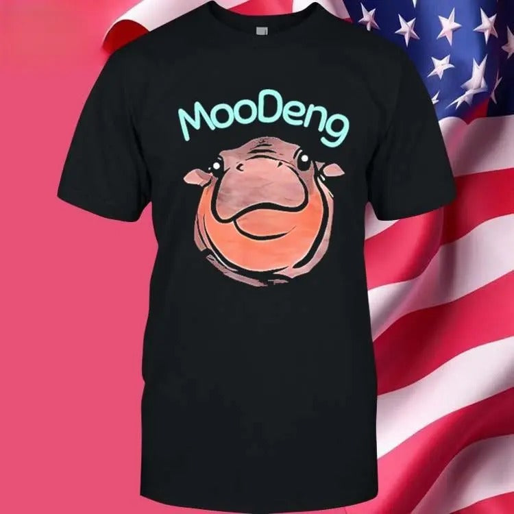 Moo Deng T-Shirt, Gift For Her, Gift For Him Fabric Top Cotton Hoodie, Sweatshirt | RetroVerseTees.com