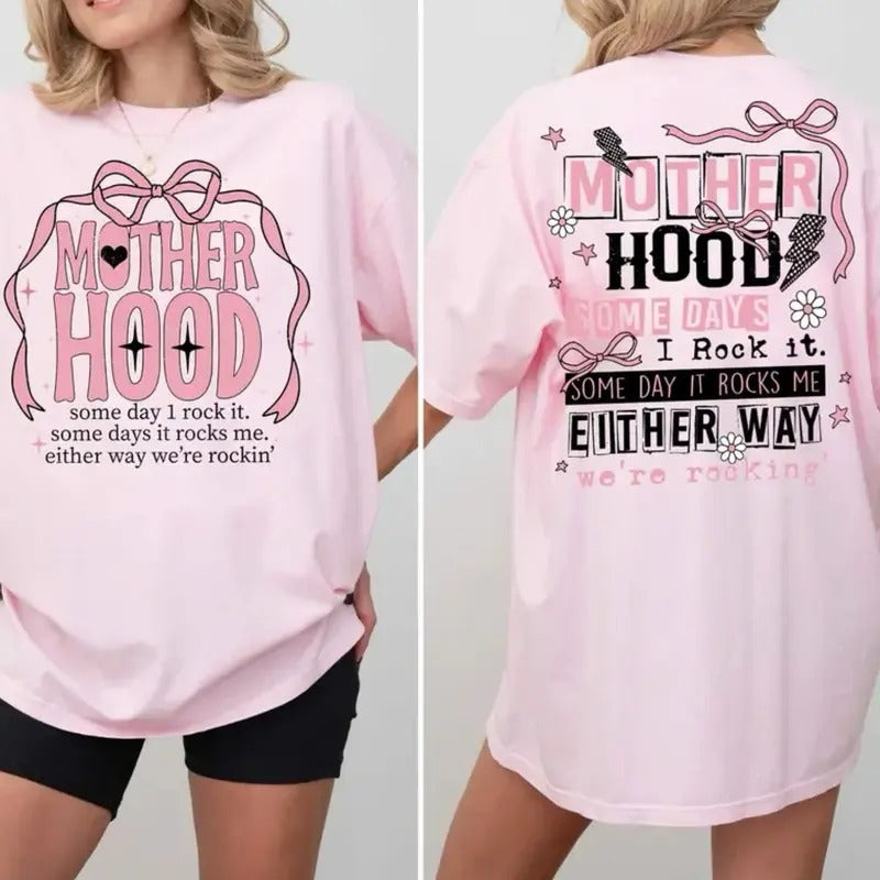 Motherhood Coquette Bow Shirt, Mother's day gift, Gift for mama Hoodie, Sweatshirt | RetroVerseTees.com