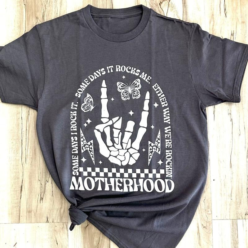 Motherhood Rocks Graphic Tee Hoodie, Sweatshirt | RetroVerseTees.com