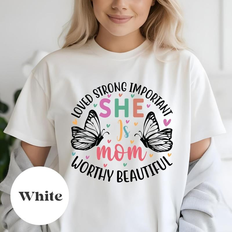 Motherhood Shirt, She Is Mom Shirt, Cute Gift For Mothers Day, Mothers Day TShirt, New Mom Shirt, Trendy Motherhood...