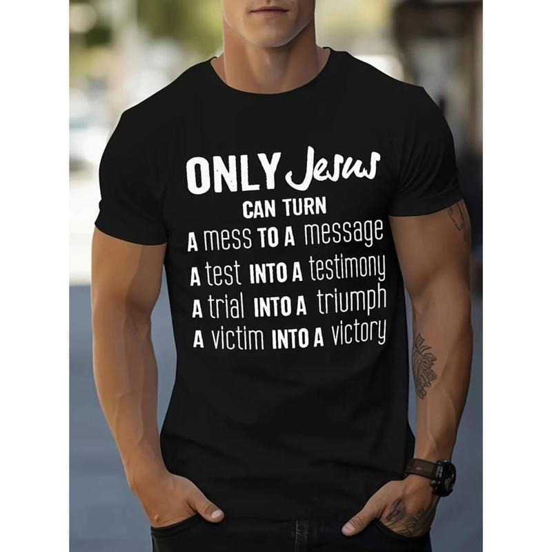 Motivational Apparel| Men'WB shield "ONLY JESUS" Inspirational Graphic Tee